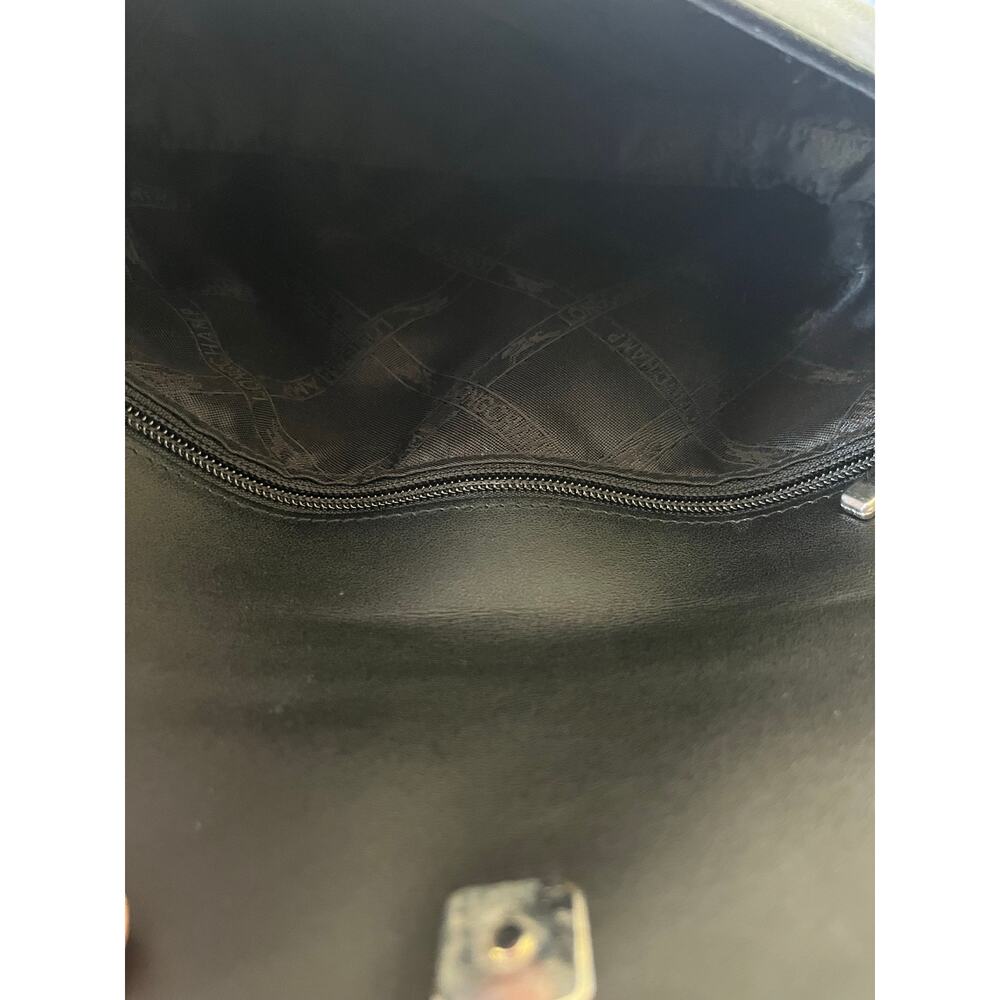 Longchamp Idole Y2K Vintage Black Patent Leather Clutch Silver Ring Tassel - Picture 8 of 10